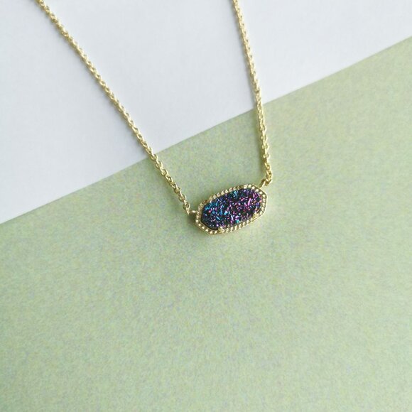 Kendra Scott Elisa Multicolor Drusy Necklace - Gold - Picture 2 of 4